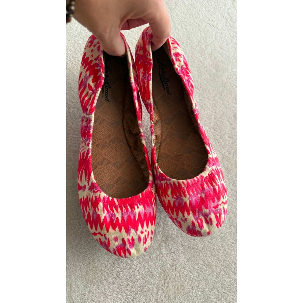 Lucky Brand Womens 9.5 Bery Pink Emmie Ballet Flats Ikat Textile Slip On Shoes